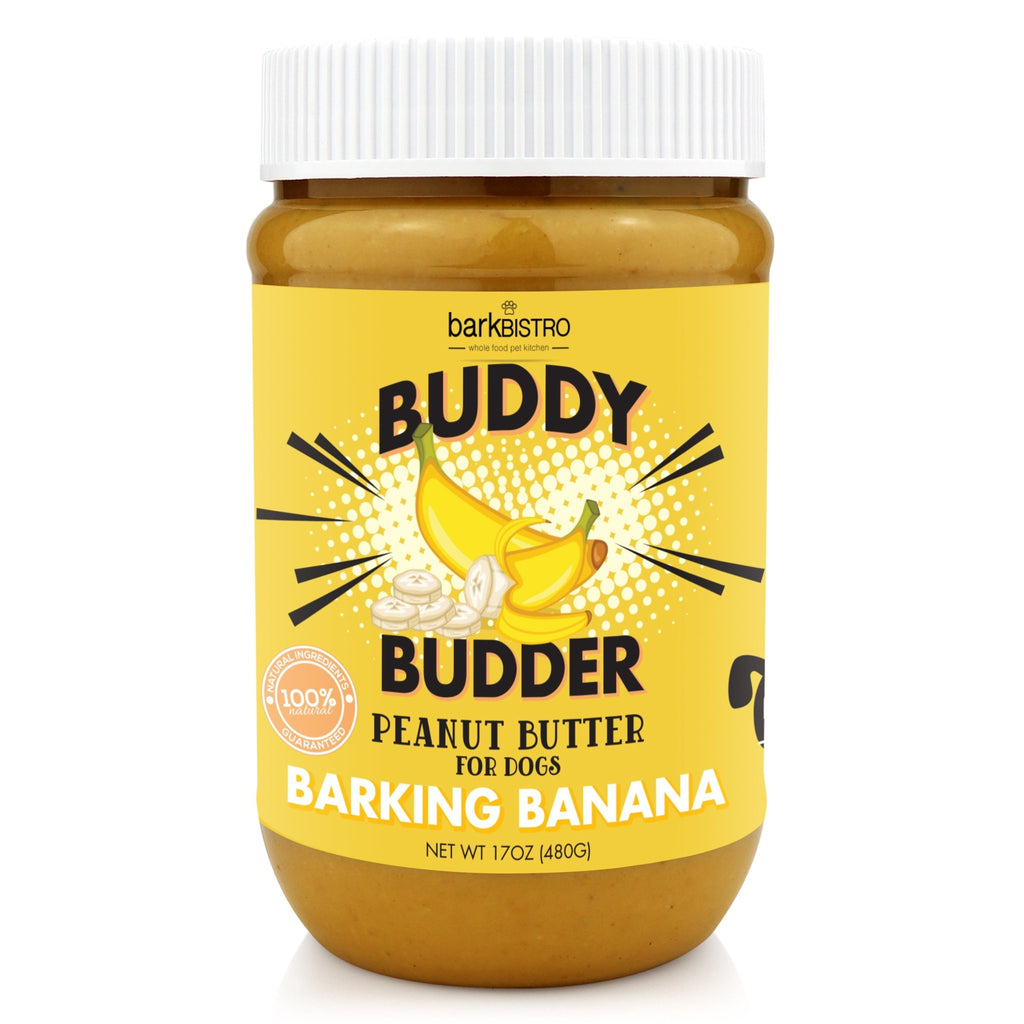 Barkin' Banana BUDDY BUDDER - 100% natural Dog Peanut Butter, Made in USA 17oz jar - Bark Bistro