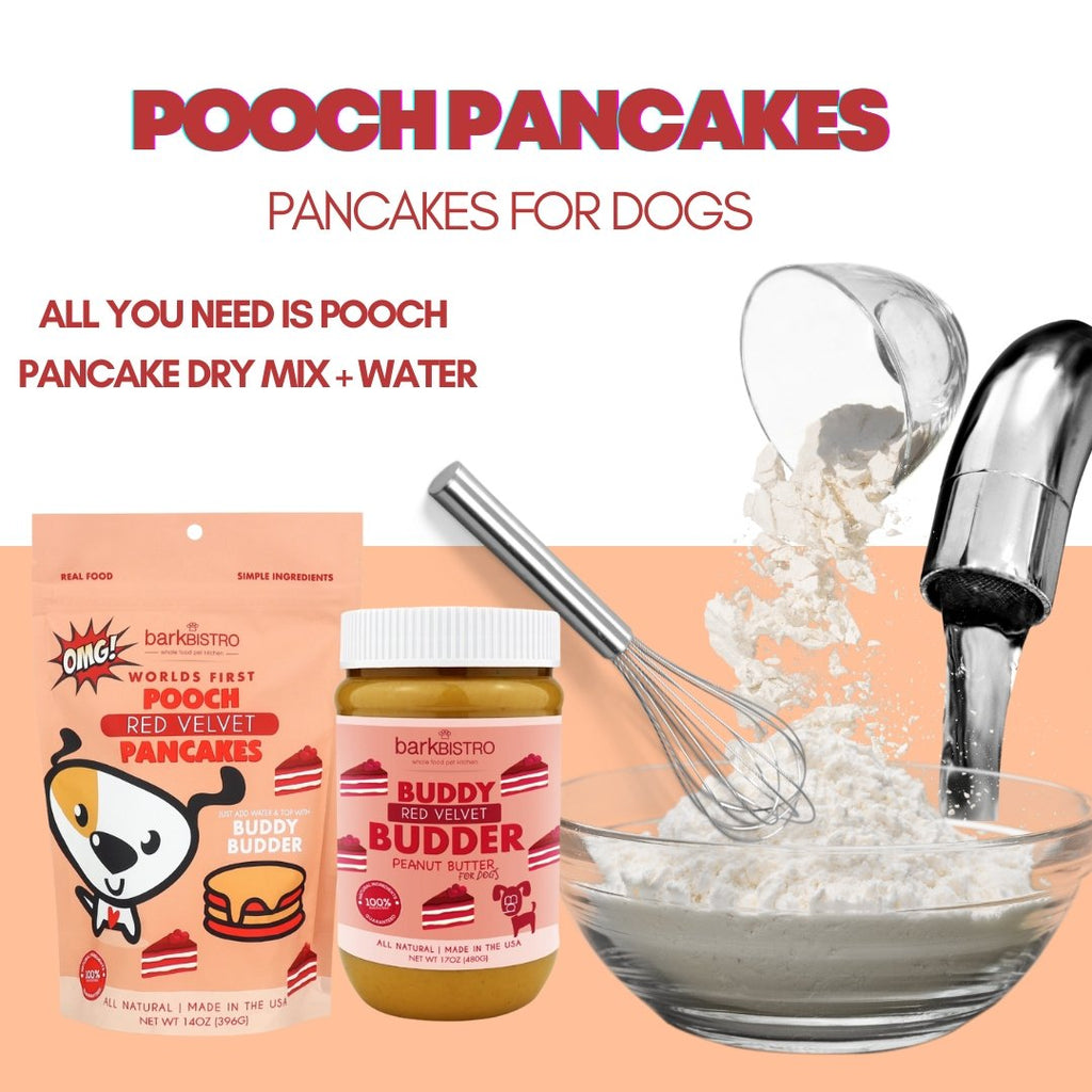 RED VELVET POOCH PANCAKES + BUDDY BUDDER (bundle)100% natural Dog Pancakes + Dog Peanut Butter, Made in USA - Bark Bistro