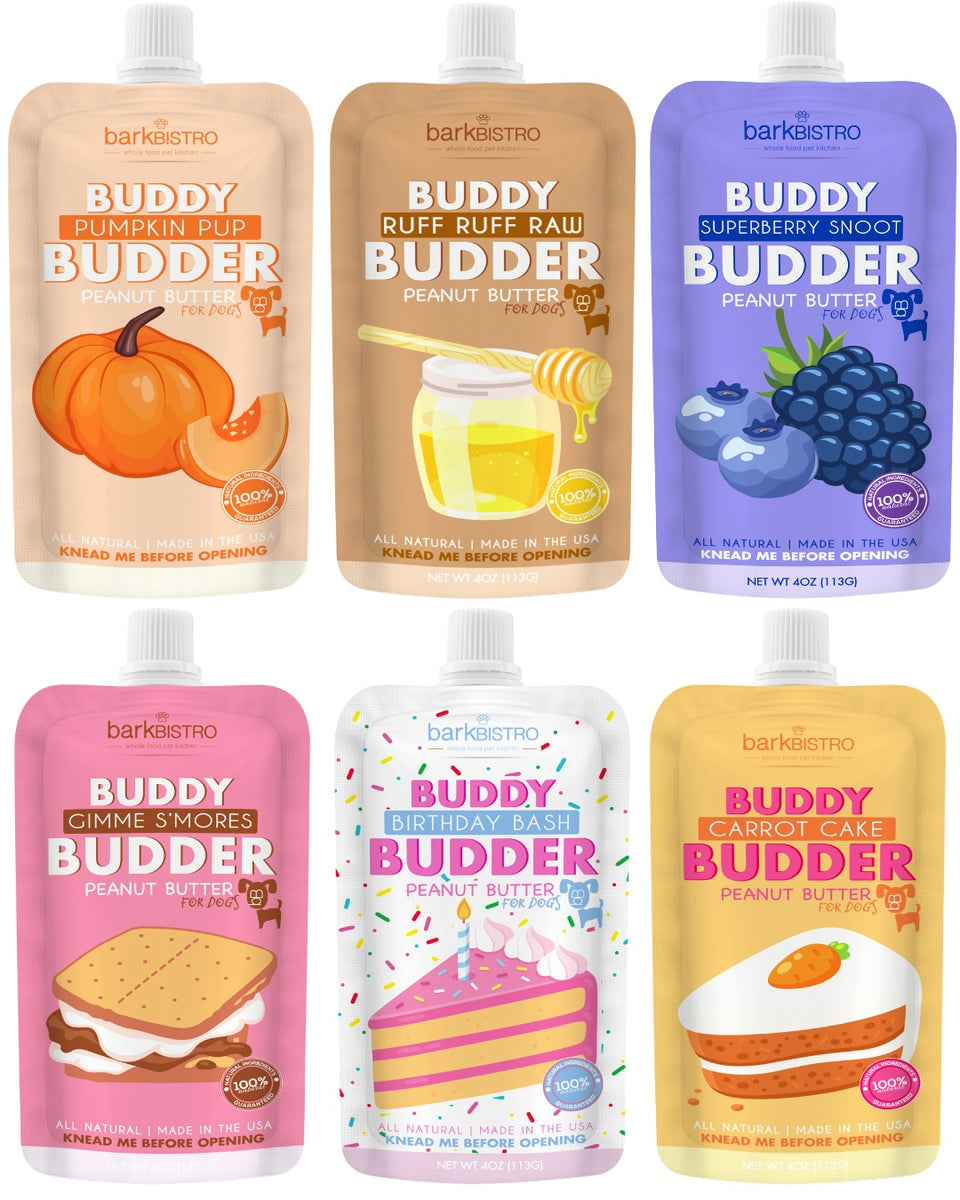 6pk Mix Squeeze BUDDY BUDDER - Dog Peanut Butter – Bark Bistro