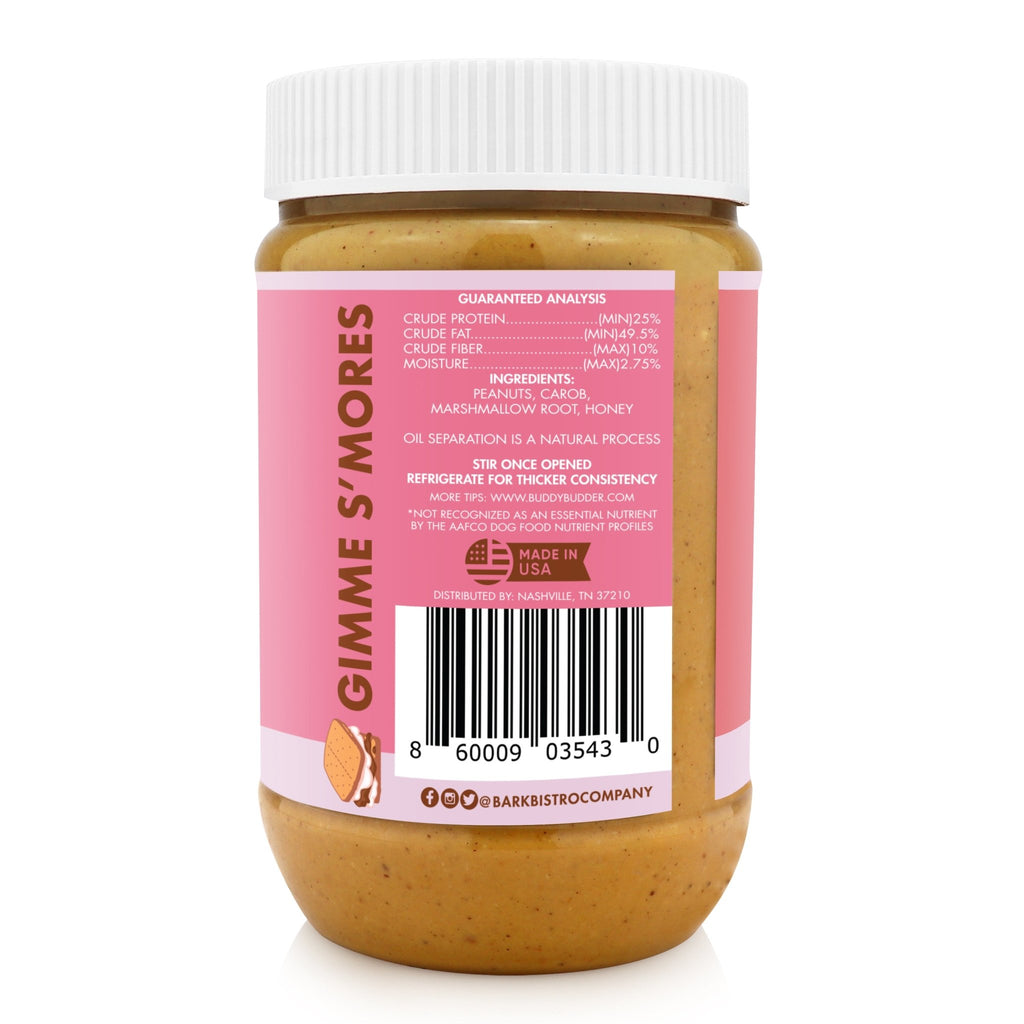 Gimme S'mores Buddy Budder - 100% all natural dog peanut butter, Made in USA - Bark Bistro