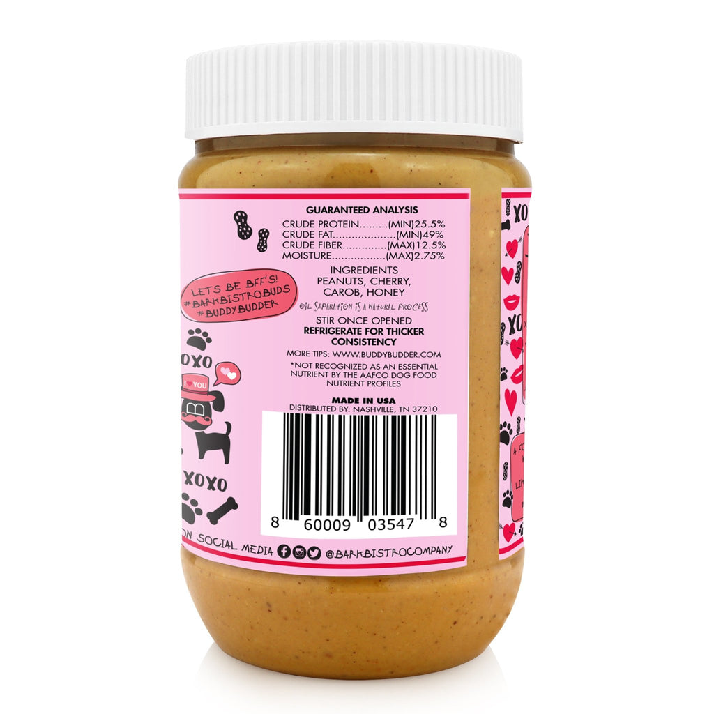 Limited Edition SMOOCH POOCH BUDDY BUDDER - 100% natural Dog Peanut Butter, Made in USA 17oz jar - Bark Bistro