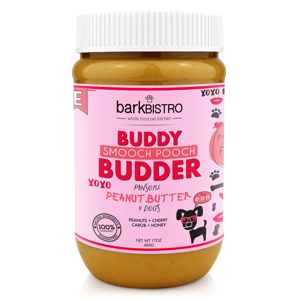 Limited Edition SMOOCH POOCH BUDDY BUDDER - 100% natural Dog Peanut Butter, Made in USA 17oz jar - Bark Bistro