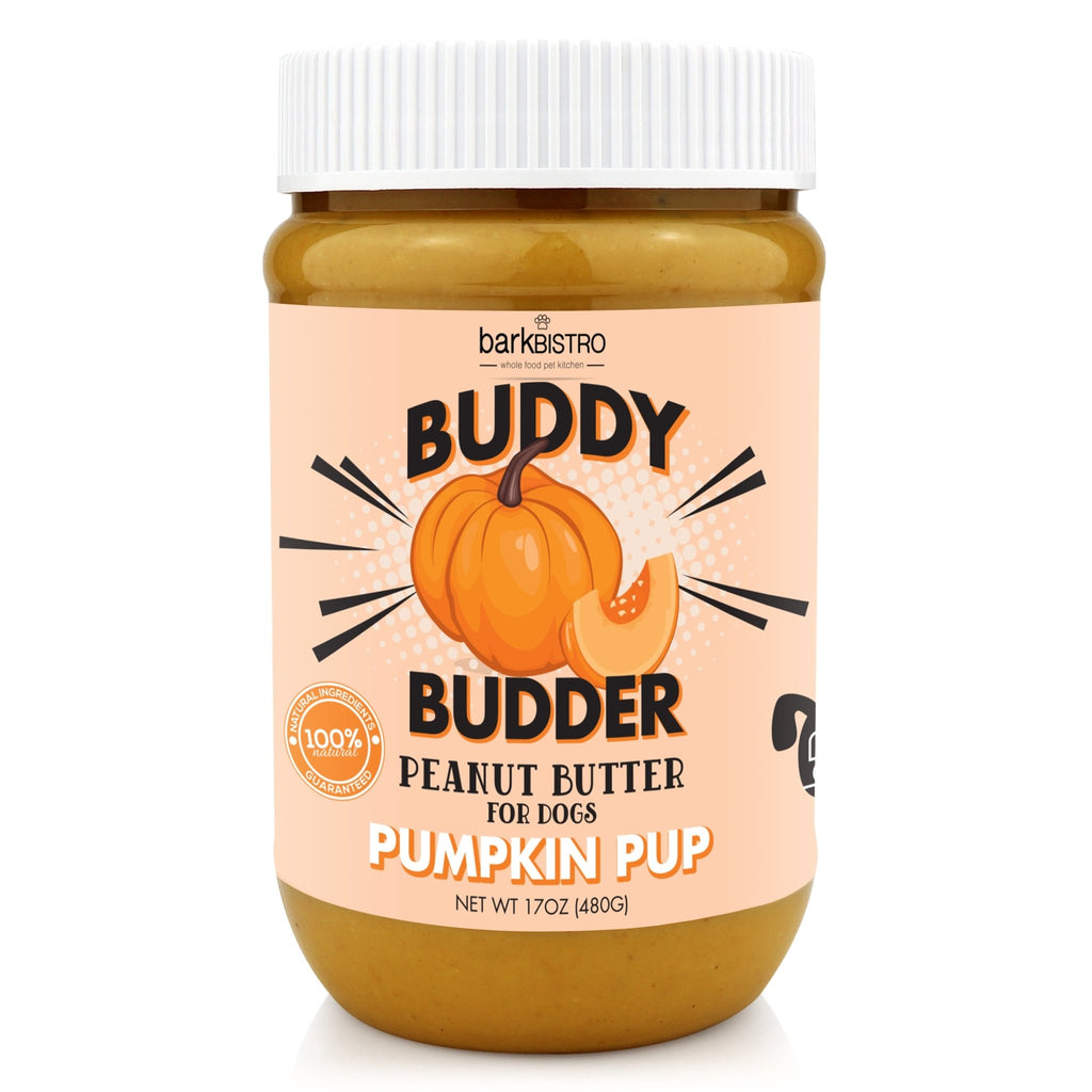 Pumpkin Pup BUDDY BUDDER - 100% natural Dog Peanut Butter, Made in USA 17oz jar - Bark Bistro