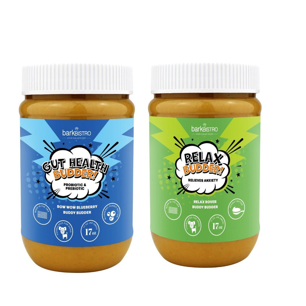 Relaxed Rover + Bow-Wow Blueberry BUDDY BUDDER - 100% natural Dog Peanut Butter, Made in USA 17oz - Bark Bistro