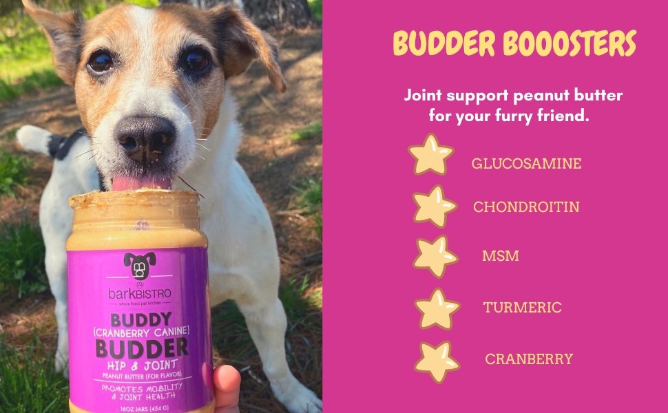 Relaxed Rover + Cranberry Canine BUDDY BUDDER - 100% natural Dog Peanut Butter, Made in USA 17oz - Bark Bistro