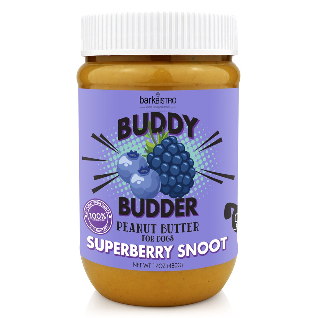 Superberry Snoot BUDDY BUDDER - 100% natural Dog Peanut Butter, Made in USA 17oz - Bark Bistro